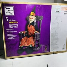 Home Accents Animated Witch In Rocking Chair 5ft LED Motion Activated Halloween picture