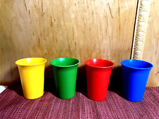 Vintage Tupperware Bell Tumblers Cups 7 oz. #109 Primary Colors Lot of 4, Used picture