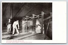 Allegany PA~Window Glass Factory Interior~Worker Partly Finished Cylinder~c1905 picture