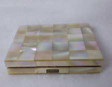 Vintage 1950s Compact Mother of Pearl Tile Face Powder Make up Vanity picture