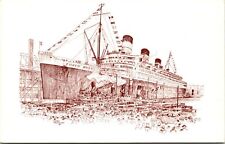 R.M.S. Queen Mary Cunard Ship Printed Postcard Ocean Liner Unposted A1457 picture