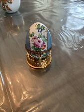 Vintage Limoges Egg Trinket Box w/Stand, Signed Excellent Condition 2.5” Tall picture