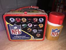 1976 NFL Vintage Metal Lunchbox w/ YELLOW Thermos National American Conference picture