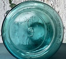 Vintage Aqua Ball Quart Mason Jar w/ Embossed Zinc Lid picture
