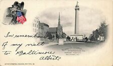 1901 MARYLAND PHOTO POSTCARD: WASHINGTON MONUMENT MT. VERNON PLACE BALTIMORE, MD picture
