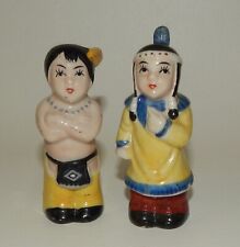 Vintage MIJ Hand-Painted Non Native American Couple Salt & Pepper Shaker Set picture