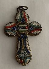 Vtg Antique Micro Mosaic ROMA Holy Cross Crucifix picture