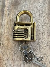 Vintage Old Corbin Cutaway Locksmith Salesman Sample Padlock With 2 Keys Rare picture