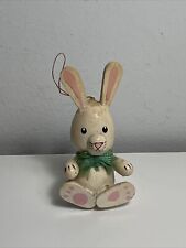 Vintage Dakin Wood Easter Bunny Rabbit 1979 Tree Ornament White 3