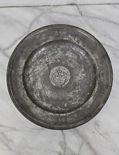 Antique 18th Century Pewter Plate With Emblem Shield Coat Of Arms. 1700s picture