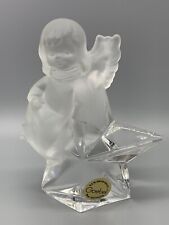Vintage GOEBEL Clear and Frosted Lead Crystal Angel on Star Figurine 4.5