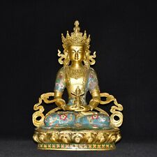 30cm Exquisite copper Cloisonne enamel Amitayus gilt longevity buddha big statue picture