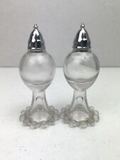 Vintage Imperial Glass Candlewick Tall Footed Salt & Pepper Shakers picture