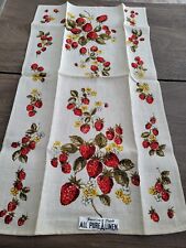 Vintage Parisian Prints Linen Tea Towel NEW Original Sticker Red Strawberry  picture