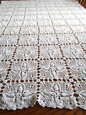 Vintage Hand Crocheted White Tablecloth Crafts - 64 x 60 picture