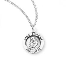 Saint Anthony Round Sterling Silver Medal Size 0.8in x 0.6in picture
