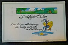 Vintage  1917 Easter Postcard with Cute Chicken seeing Reflection in Water V315 picture
