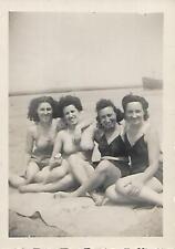 A DAY AT THE BEACH Women SMALL FOUND PHOTO Black+White ORIGINAL Vintage 210 48 C picture