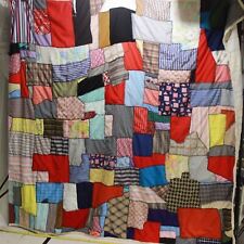 Vintage Crazy Quilt Handmade Top Hand Stitched Scrap Blanket picture