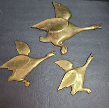 Vintage Set of 3 Brass Graduated Brass Flying  Ducks 1960's(AZ-12-M-10) picture