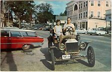Wolfeboro NH Main Street Scene People Old Car New Hampshire Vintage Postcard picture