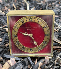 AMAZING RED DIAL Marshall Field & Company 8 day  Swiss desk alarm clock. VINTAGE picture