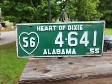 Vintage 1955 Alabama Heart Of Dixie License Plate . White On GREEN # 4-641   picture