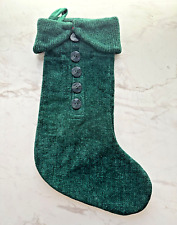 VTG Green Christmas Cuffed w/Accent Buttons Soft Stocking Retro 70's-80's picture