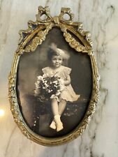 Vintage Fancy brass Picture frame Easel back with Photo picture