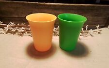  Vintage Tupperware Bell Tumblers 2 Primary Color Green Yellow Children's Cups  picture
