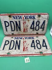 Vintage NEW YORK Statue of Liberty 1986-2000 License Plate PAIR - #PDN-484 picture