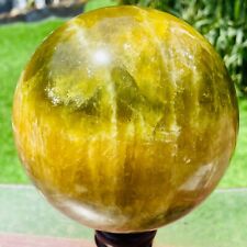 5.51lb Rare Large Natural Yellow Green Fluorite Sphere Crystal Ball Healing picture