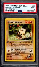 PSA 9 Blaine's Mankey 1st Edition 2000 Pokemon Card 63/132 Gym Challenge picture