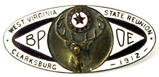 1912 ELKS CLARKSBURG WEST VIRGINIA enameled brooch badge pinback picture
