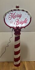 Winter Wonder Lane Merry & Bright LED Blow Mold Candy Cane Sign Christmas 3 Ft. picture