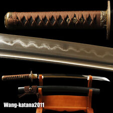 Brown Wakizashi Clay Tempered Folded Steel Handmade Sharp Japanese Samurai Sword picture