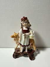 Vintage German Shepherd and young girl bud vase figurine. Made In Germany picture
