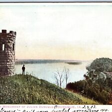 UDB c1900s Dubuque, IA Grave Monument Julien Man on Bluff Harger & Blish PC A119 picture