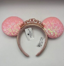 NEW Disney Parks Pink Sequin Minnie Mouse Tiara Princess Crown Ears Headband NWT picture