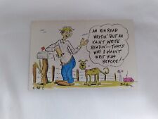 4 Vintage Comic Cartoon Can Read Writing Can't Write Reading Postcard Bob Petley picture