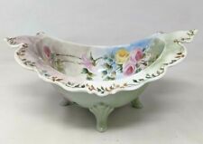 Antique TK Count Thun Cabbage Rose Floral Porcelain Scalloped Footed Bowl KP21 picture