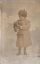 RPPC Postcard Little Boy Holding Toy Dog c. 1900s  picture