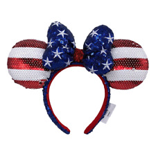 Disney Parks American Flag Stars Stripes Mickey Minnie Bow Ears Headband NEW picture
