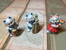 3 Vintage Musical Cat Figurines picture