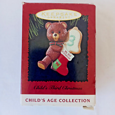 Hallmark Keepsake Childs 3rd Christmas 1996 Ornament Teddy Bear Age Collection picture