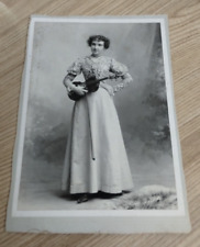 Antique CDV Portrait Photo of Woman Holding Violin Musical Instrument picture