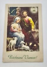 ANTIQUE Ephemera Postcard posted 1917 Xmas Manger Polish picture