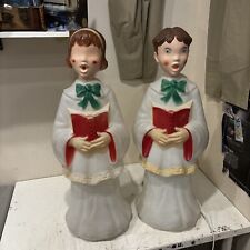 Vintage PAIR EMPIRE CHRISTMAS HOLIDAY BLOW MOLDS 30” Choir Boy Girl  Carolers picture