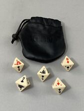 Vtg. Marlboro Set of Five  8-Sided Poker Dice Die Game with Black Leather Pouch picture