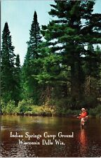 Indian Springs Camp Ground Wisconsin Dells WI Fisherman Postcard UNP VTG SUN picture